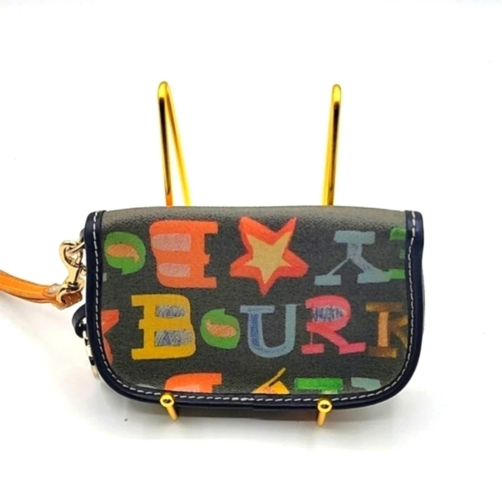 DOONEY & BOURKE Vintage Doodle Leather Black Pink Heart Tag